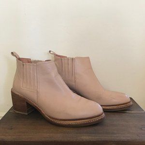 Nude Leather Chelsea Heeled Boots 9